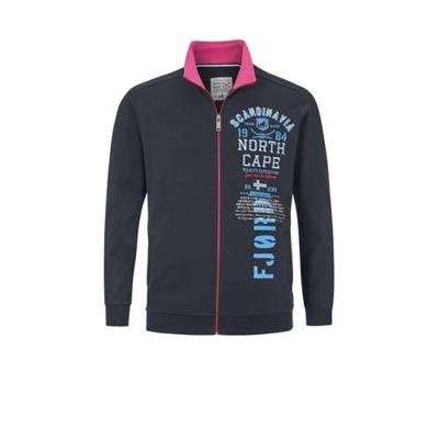 Jan Vanderstorm sweatvest Plus Size ULVI met printopdruk donkerblauw Jan Vanderstorm sweatvest Plus Size ULVI met printopdruk donkerblauw