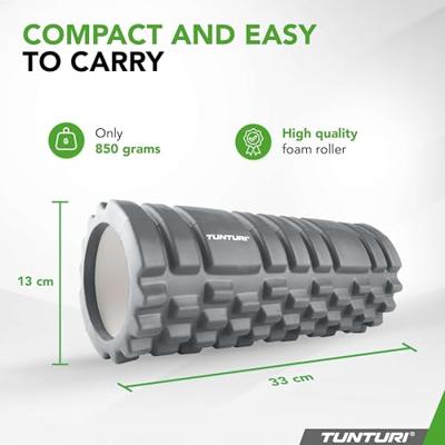 Tunturi Yoga Grid Foam Roller 33 cm | Ø 13 cm | grijs