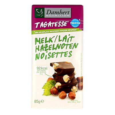Damhert Minder Suikers Chocoladetablet Hazelnoten Damhert Minder Suikers Chocoladetablet Hazelnoten