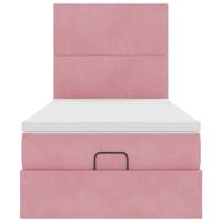 Ottoman bed met matrassen en LED's 90x190cm fluweel roze - thumbnail