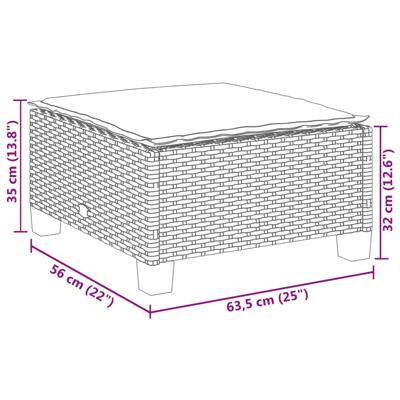 7-delige Loungeset met kussens poly rattan grijs - thumbnail