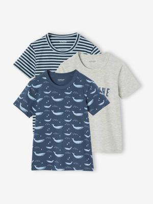 Set van 3 'walvis' jongensshirts met korte mouwen oceaanblauw Set van 3 'walvis' jongensshirts met korte mouwen oceaanblauw