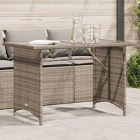 Tuintafel met glazen blad 110x68x70 cm poly rattan grijs - thumbnail