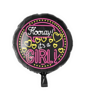 Neon Folieballon It&apos;s a girl - 46cm - thumbnail
