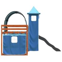 Stapelbed met glijbaan en gordijnen blauw 90x200 cm - thumbnail