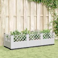 VidaXL Plantenbak met pinnen 123,5x43,5x43,5 cm polypropeen wit - thumbnail