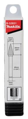 Makita B-52831 Freesstift Hardmetaal Spitse kegel Afmeting, Ø 10 mm Werklengte 20 mm Schachtdiameter 6 mm 1 stuks Makita B-52831 Freesstift Hardmetaal Spitse kegel Afmeting, Ø 10 mm Werklengte 20 mm Schachtdiameter 6 mm 1 stuks