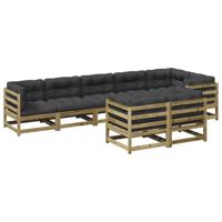 8-delige Loungeset met kussens geïmpregneerd grenenhout - thumbnail