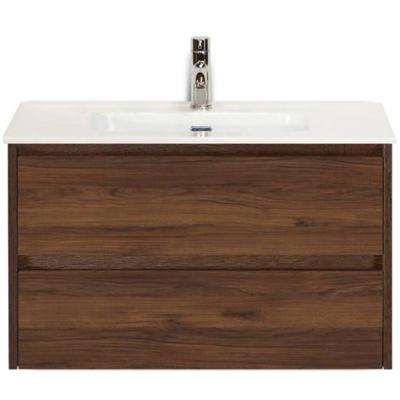Dante Badmeubelset 80 cm - Walnoot - Keramische Wastafel Wit Cover