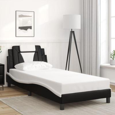 Bedframe "Viana" zonder matras kunstleer zwart en wit 90x200 cm