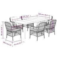 7-delige Tuinset met kussens poly rattan grijs - thumbnail