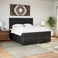 Boxspring met matras kunstleer zwart 200x200 cm - thumbnail