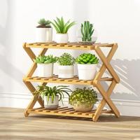 3-laag balkon woonkamer opvouwbare massief hout Flower stand ingemaakte planken lengte: 50cm - thumbnail