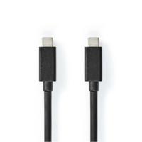 USB-Kabel | USB 3.2 Gen 2x2 | USB-C Male | USB-C Male | 100 W | 4K@60Hz | 20 Gbps | Vernikkeld | 2.00 m | Rond | PVC | Zwart - thumbnail