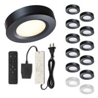 Set LED-opbouwspot met afstandsbediening Adria zwart 3W dimbaar 1-12 stuks - thumbnail