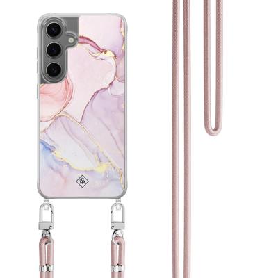 Samsung Galaxy S24 Plus hoesje met rosegoud koord - Purple sky
