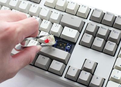 Ducky origin vintage mechanisch toetsenbord (grijs, us lay-out (qwerty), cherry mx red, 100%, hot swap, pbt double-shot keycaps)