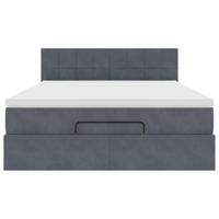 Ottoman bed met matras 140x200cm fluweel donkergrijs - thumbnail