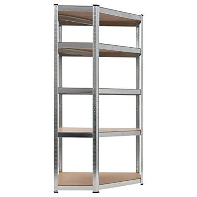 Opbergrek 90x90x180 cm staal en MDF zilverkleurig - thumbnail