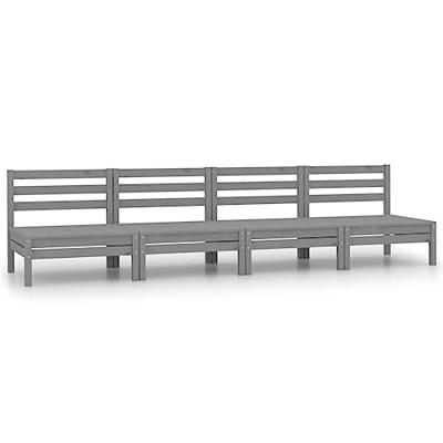 4-delige Loungeset massief grenenhout grijs