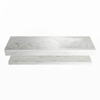 MONDIAZ ALAN-DLUX 150cm planchet Opalo. Vrijhangende wastafel CLOUD rechts zonder kraangat, kleur Opalo. MONDIAZ ALAN-DLUX 150cm planchet Opalo. Vrijhangende wastafel CLOUD rechts zonder kraangat, kleur Opalo.