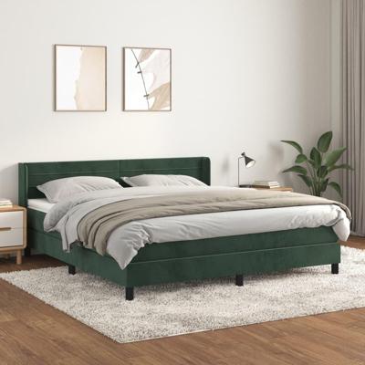 Boxspring met matras fluweel donkergroen 160x200 cm