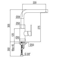 Keukenkraan Tres Lex | Opbouw | 360° Draaibaar | Mengkraan | 1-hendel | Rond | Chroom - thumbnail