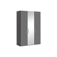 Goossens Kledingkast Easy Storage Ddk, Kledingkast 153 cm breed, 220 cm hoog, 2x glas draaideur en 1x spiegel draaideur midden - thumbnail