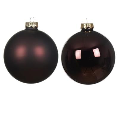 Decoris kerstballen Glas 20st zwarte truffel 6cm