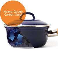 Indigo steelpan met deksel Blauw - thumbnail