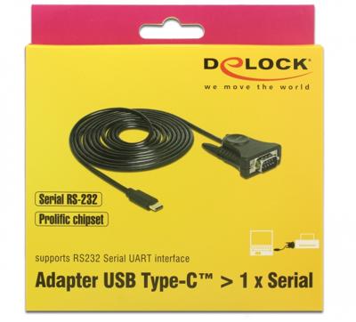 Delock USB 2.0 Adapter [1x USB-C stekker - 1x RS232-stekker] 62964 1.8 m