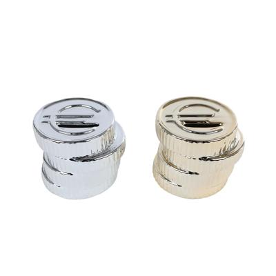 Spaarpot Euromunt zilver/goud 9,5x9x8cm