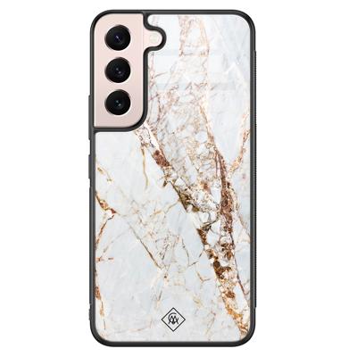 Samsung Galaxy S22 glazen hardcase - Marmer goud