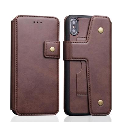 Koeienhuid textuur magnetische absorptie afneembare horizontale Flip lederen case voor iPhone XS Max met houder & kaartsleuven & portemonnee (koffie)