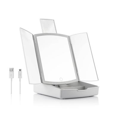 3-in-1 Opvouwbare Ledspiegel met Make-up organizer Panomir InnovaGoods