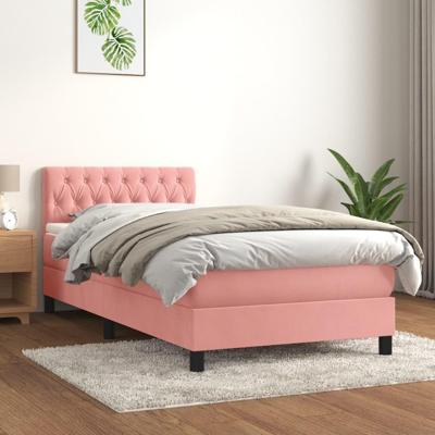 Boxspring met matras fluweel roze 90x200 cm