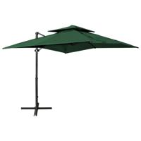 vidaXL Zweefparasol met dubbel dak 250x250 cm groen - thumbnail