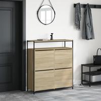 Schoenenkast met 4 klaplades 100x34x112 cm sonoma eikenkleurig - thumbnail