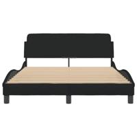Bedframe met hoofdbord stof zwart 140x200 cm - thumbnail