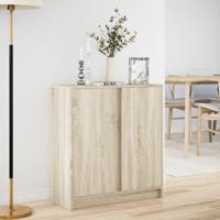 Dressoir met LED 77x34x85 cm bewerkt hout sonoma eikenkleurig - thumbnail