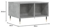 Salontafel 60x50x36,5 cm bewerkt hout betongrijs - thumbnail