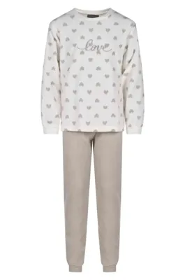 Cocodream fleece pyjama kind meisjes - Love - Warme pyjama maat 128 - Fleece pyjama kind - 128 - Zalm - 128