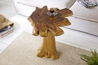 Massieve bijzettafel ROOT 60cm teak met jaarringen - 38238 - thumbnail