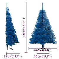 VidaXL Kunstkerstboom met standaard half 120 cm pvc blauw - thumbnail