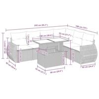 7-delige Loungeset met kussens poly rattan beige - thumbnail