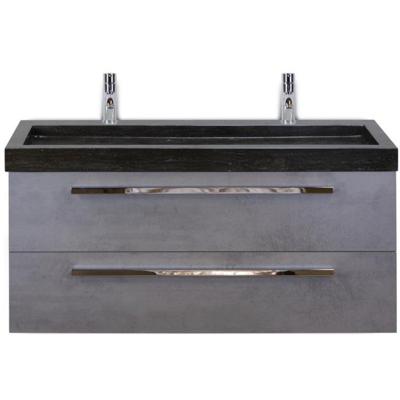 Seville Badmeubelset 120 cm - 2 Laden Beton Antraciet - Wastafel Lucca Enkel