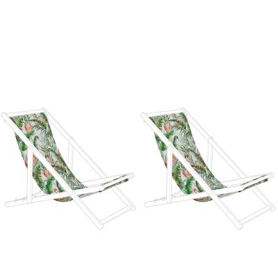 Beliani - ANZIO|AVELLINO - Ligstoel doek set van 2 - Groen - Polyester Beliani - ANZIO|AVELLINO - Ligstoel doek set van 2 - Groen - Polyester
