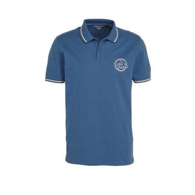 JACK & JONES ORIGINALS regular fit polo Christian met contrastbies blauw