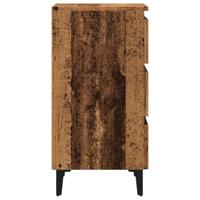 Nachtkastje met metalen poten 40x35x69 cm oud houtkleurig - thumbnail