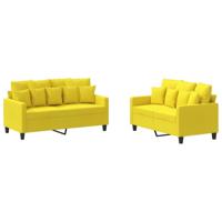 2-delige Loungeset met kussens stof lichtgeel - thumbnail